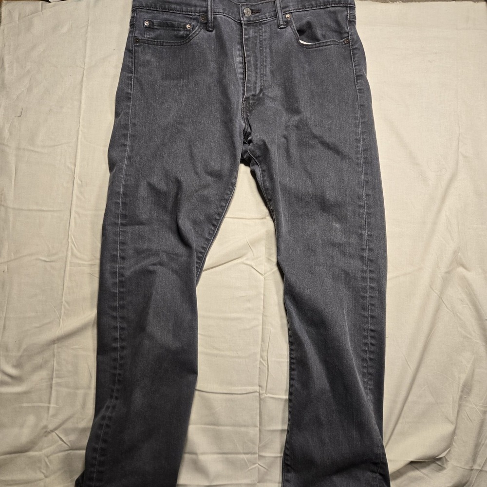 Levis 513 Jeans Mens 36x30 Black Dark Wash Slim Straight Stretch Denim Pants